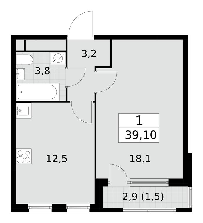 Apartment Sale, 39.1平方米 at Yzhnye Sady, Yuzhnye Sady Residential Complex, Moscow, Russia #1 Apartment Sale, 39.1平方米 at Yzhnye Sady, Yuzhnye Sady Residential Complex, Moscow, Russia #1
