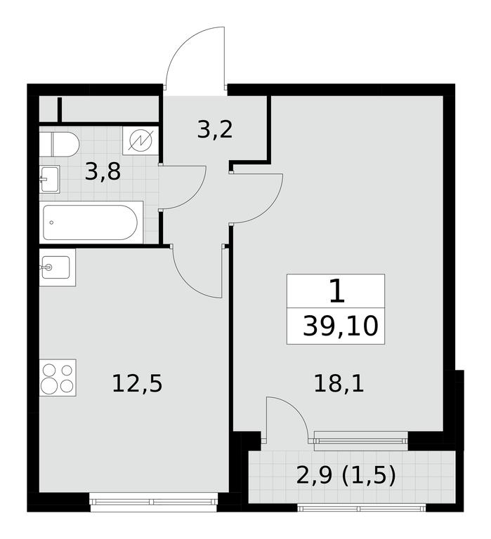 Apartment Sale, 39.1 sq. m. at Yzhnye Sady, Yuzhnye Sady Residential Complex, Moscow, Russia #1 Apartment Sale, 39.1 sq. m. at Yzhnye Sady, Yuzhnye Sady Residential Complex, Moscow, Russia #1