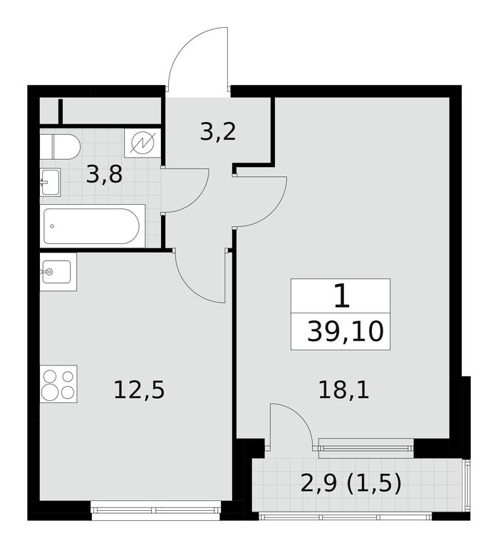 Apartment Sale, 39.1平方米 at Yzhnye Sady, Yuzhnye Sady Residential Complex, Moscow, Russia #1 Apartment Sale, 39.1平方米 at Yzhnye Sady, Yuzhnye Sady Residential Complex, Moscow, Russia #1