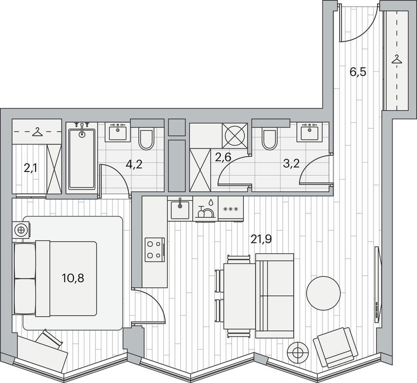 1-BD Apartment Sale, 51.1平方米 at Beregovoy, Beregovoy Drive, 2, Moscow, Russia #1 1-BD Apartment Sale, 51.1平方米 at Beregovoy, Beregovoy Drive, 2, Moscow, Russia #1