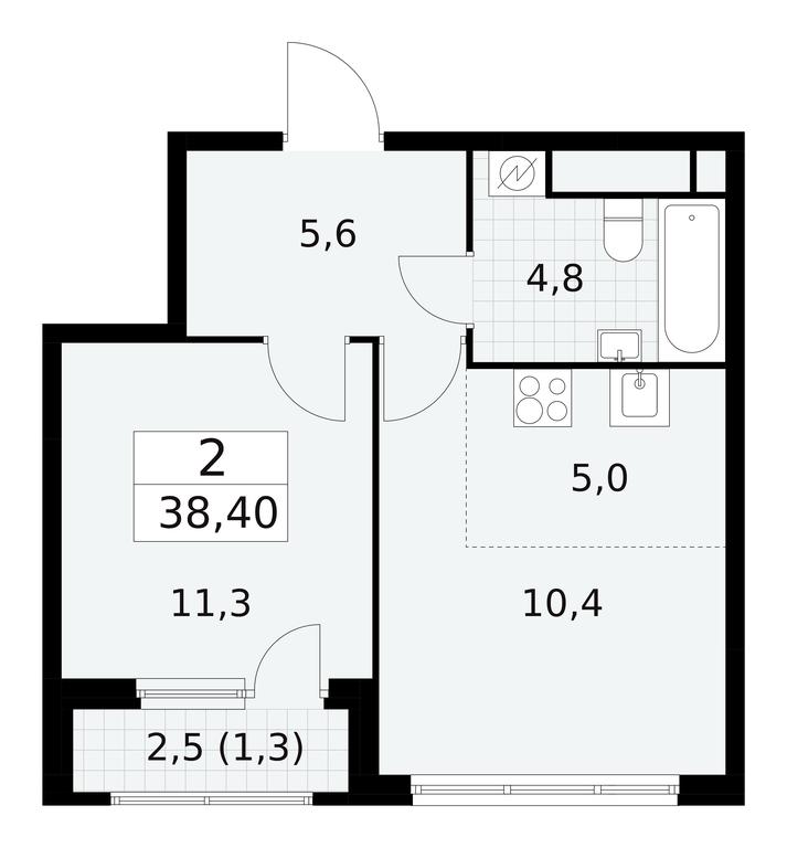 1-BD Apartment Sale, 38.4 sq. m. at Yzhnye Sady, Yuzhnye Sady Residential Complex, Moscow, Russia #1 1-BD Apartment Sale, 38.4 sq. m. at Yzhnye Sady, Yuzhnye Sady Residential Complex, Moscow, Russia #1