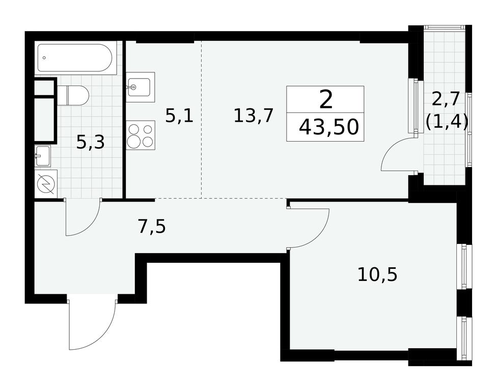 1-BD Apartment Sale, 43.5 sq. m. at Yzhnye Sady, Yuzhnye Sady Residential Complex, Moscow, Russia #2 1-BD Apartment Sale, 43.5 sq. m. at Yzhnye Sady, Yuzhnye Sady Residential Complex, Moscow, Russia #2