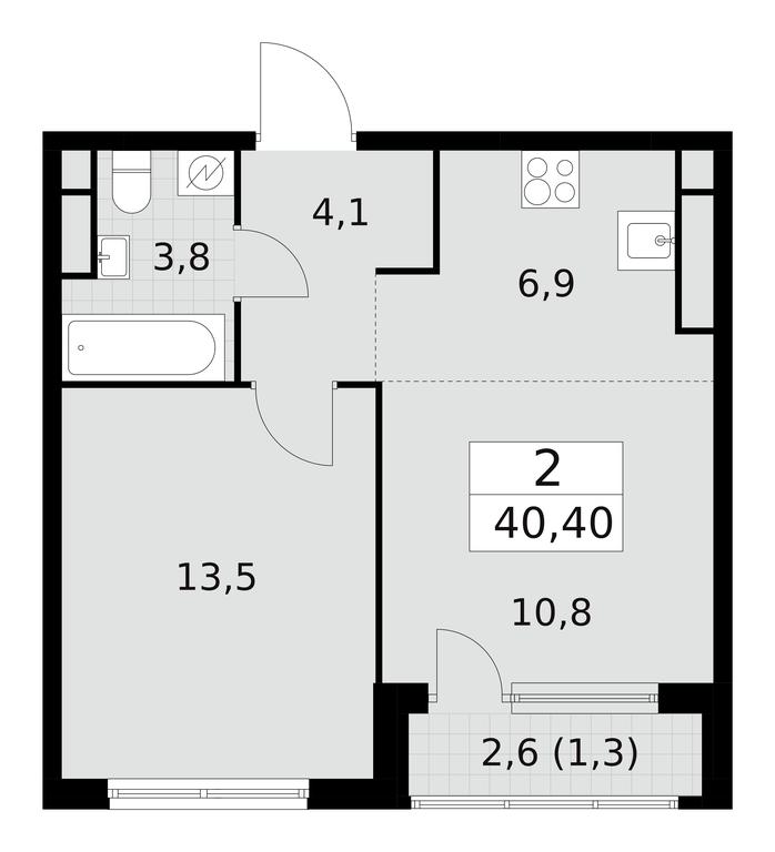 1-BD Apartment Sale, 40.4平方米 at Yzhnye Sady, Yuzhnye Sady Residential Complex, Moscow, Russia #2 1-BD Apartment Sale, 40.4平方米 at Yzhnye Sady, Yuzhnye Sady Residential Complex, Moscow, Russia #2