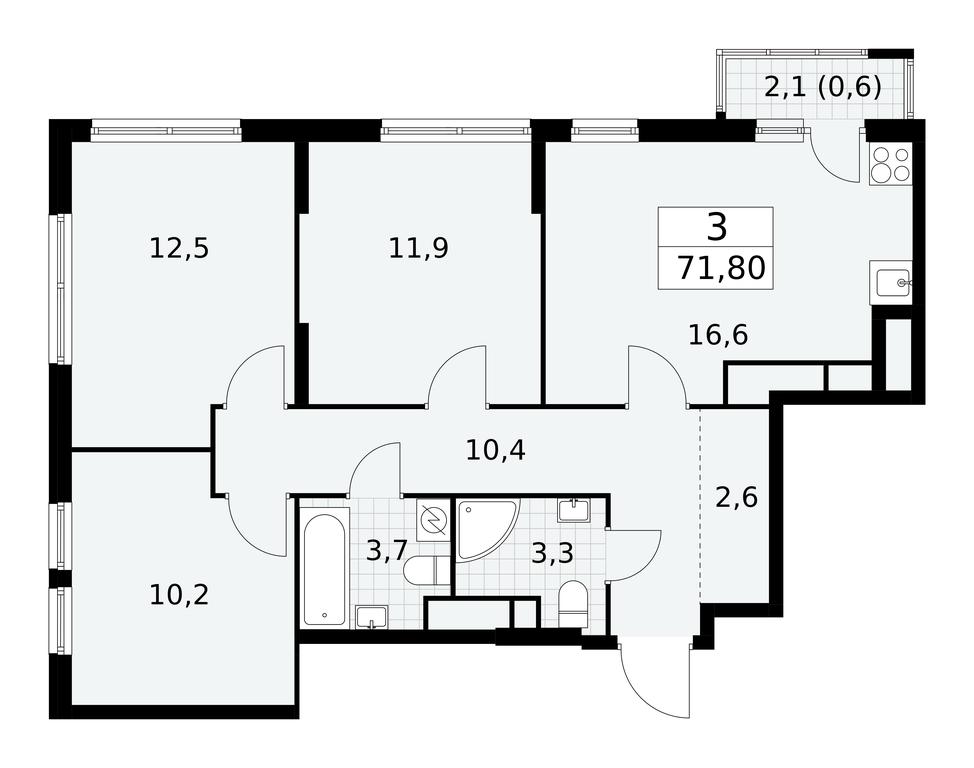 2-BD Apartment Sale, 71.8 sq. m. at Yzhnye Sady, Yuzhnye Sady Residential Complex, Moscow, Russia #2 2-BD Apartment Sale, 71.8 sq. m. at Yzhnye Sady, Yuzhnye Sady Residential Complex, Moscow, Russia #2