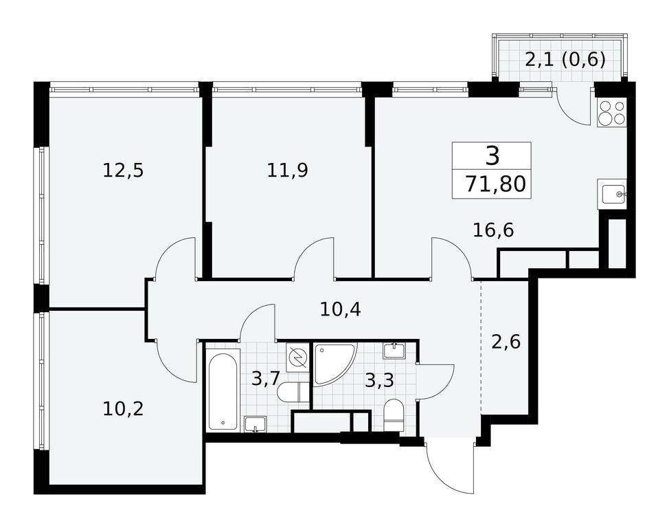 2-BD Apartment Sale, 71.8 sq. m. at Yzhnye Sady, Yuzhnye Sady Residential Complex, Moscow, Russia #2 2-BD Apartment Sale, 71.8 sq. m. at Yzhnye Sady, Yuzhnye Sady Residential Complex, Moscow, Russia #2