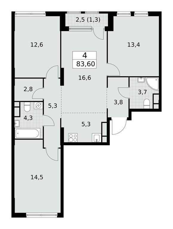 3-BD Apartment Sale, 83.6平方米 at Yzhnye Sady, Yuzhnye Sady Residential Complex, Moscow, Russia #1 3-BD Apartment Sale, 83.6平方米 at Yzhnye Sady, Yuzhnye Sady Residential Complex, Moscow, Russia #1