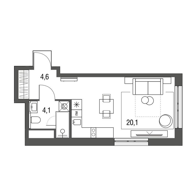 Apartment Sale, 28.6 sq. m. at Sirenevyi Park, Otkrytoye Highway, 20с1, Moscow, Russia #1