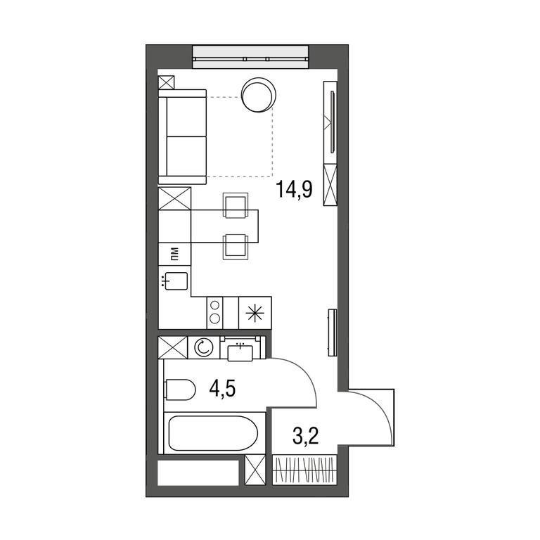 Apartment Sale, 22.6平方米 at Sirenevyi Park, Otkrytoye Highway, 20с1, Moscow, Russia #1