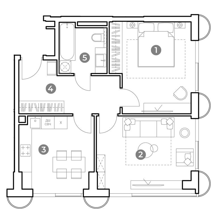 1-BD Apartment Sale, 58.2 sq. m. at Nametkin Tower, Namyotkina Street, 10А, Moscow, Russia #1 1-BD Apartment Sale, 58.2 sq. m. at Nametkin Tower, Namyotkina Street, 10А, Moscow, Russia #1