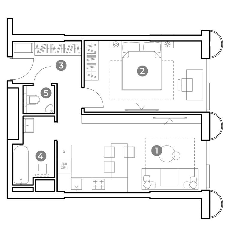 1-BD Apartment Sale, 49.7 sq. m. at Nametkin Tower, Namyotkina Street, 10А, Moscow, Russia #2 1-BD Apartment Sale, 49.7 sq. m. at Nametkin Tower, Namyotkina Street, 10А, Moscow, Russia #2