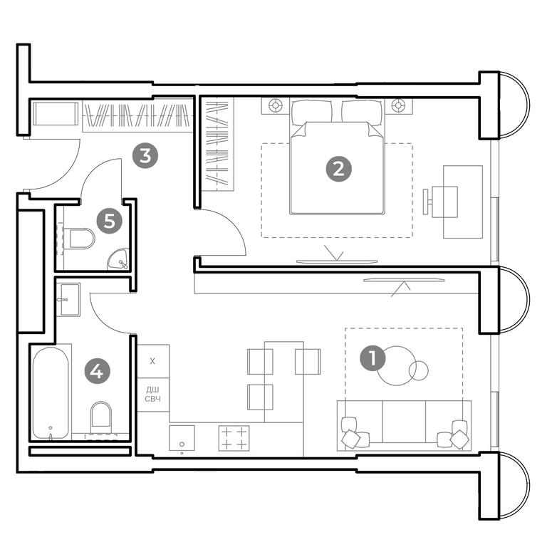1-BD Apartment Sale, 49.7 sq. m. at Nametkin Tower, Namyotkina Street, 10А, Moscow, Russia #1 1-BD Apartment Sale, 49.7 sq. m. at Nametkin Tower, Namyotkina Street, 10А, Moscow, Russia #1