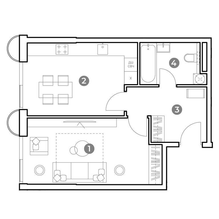 1-BD Apartment Sale, 46.4 sq. m. at Nametkin Tower, Namyotkina Street, 10А, Moscow, Russia #1