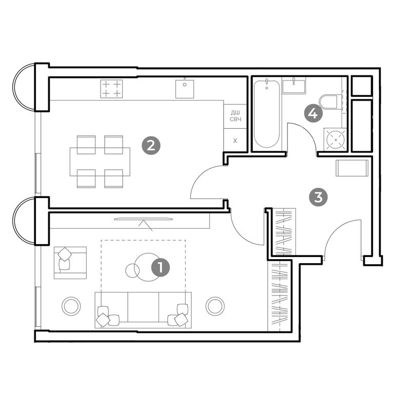 1-BD Apartment Sale, 46.4 sq. m. at Nametkin Tower, Namyotkina Street, 10А, Moscow, Russia #2
