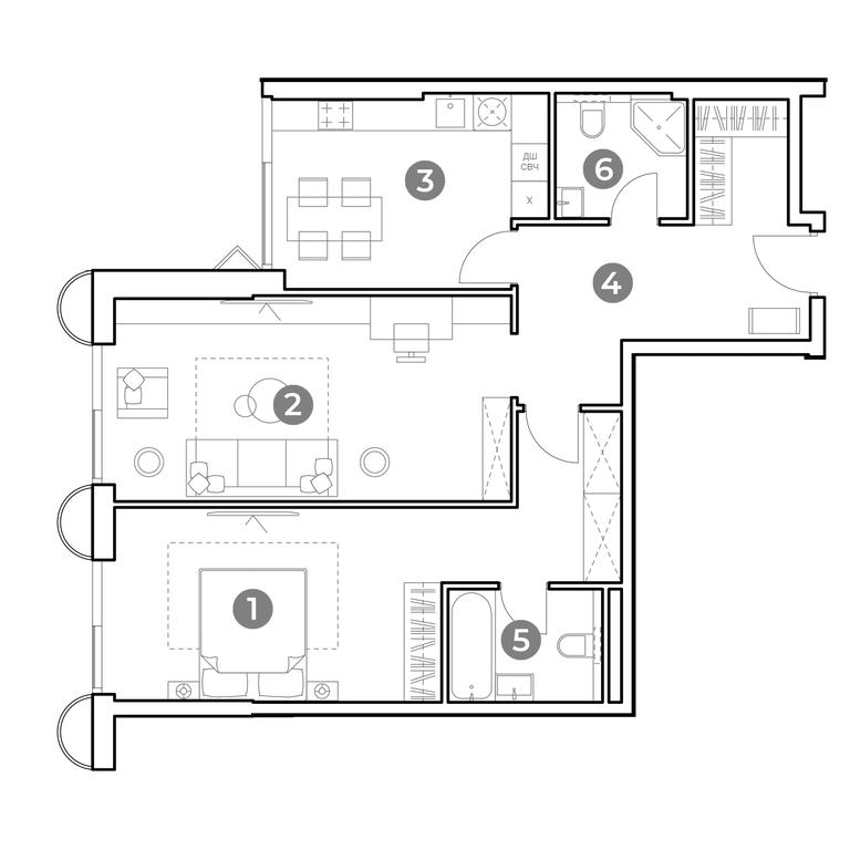1-BD Apartment Sale, 77.7 sq. m. at Nametkin Tower, Namyotkina Street, 10А, Moscow, Russia #1 1-BD Apartment Sale, 77.7 sq. m. at Nametkin Tower, Namyotkina Street, 10А, Moscow, Russia #1