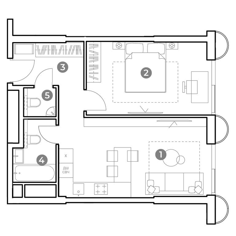1-BD Apartment Sale, 49.5 sq. m. at Nametkin Tower, Namyotkina Street, 10А, Moscow, Russia #2