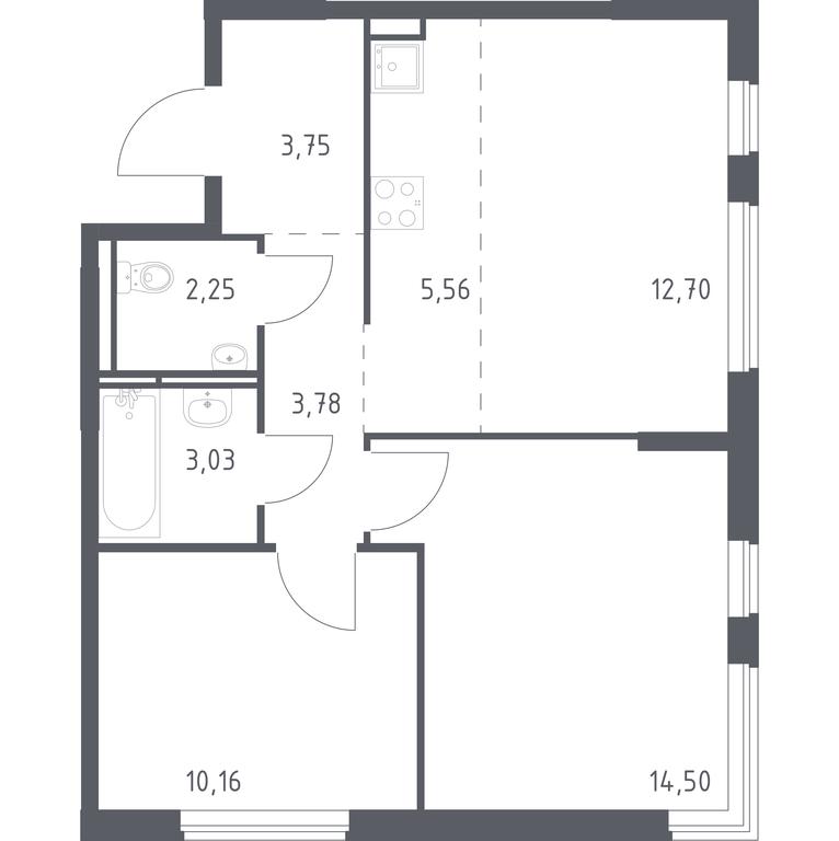 1-BD Apartment Sale, 55.73 sq. m. at Mytishchi Park, Silikatnaya ulitsa, 41к3, Mytischi, Moscow Region, Russia #1