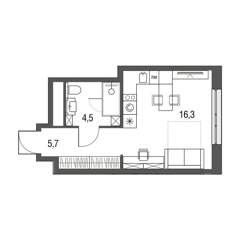 Apartment Sale, 26.6 sq. m. at Sirenevyi Park, Otkrytoye Highway, 20с1, Moscow, Russia #1