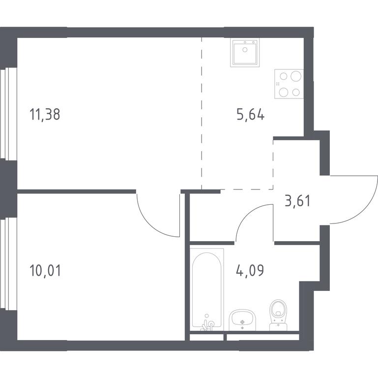 Apartment Sale, 34.73 sq. m. at Mytishchi Park, Silikatnaya ulitsa, 41к3, Mytischi, Moscow Region, Russia #1