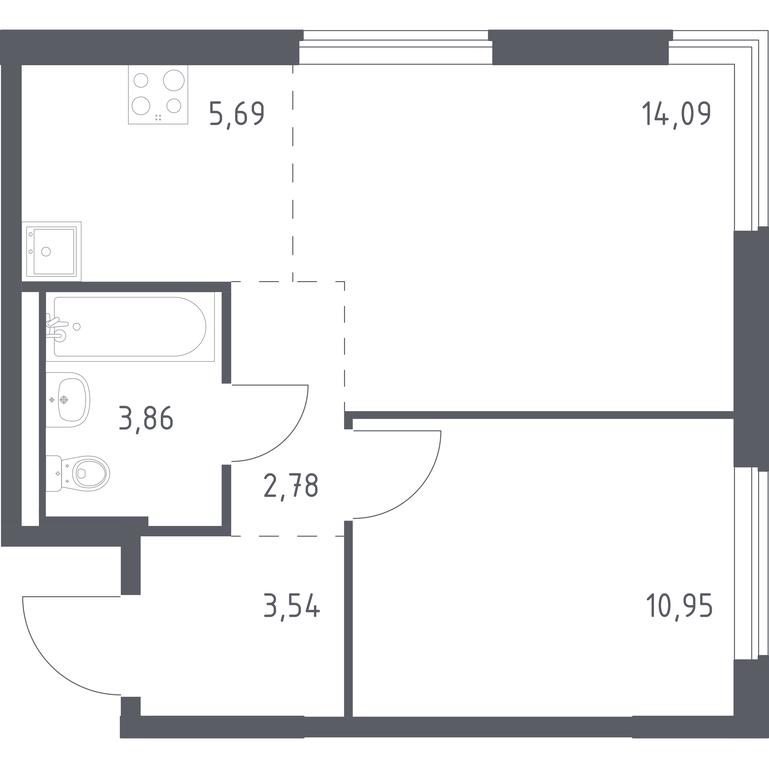 Apartment Sale, 40.91 sq. m. at Mytishchi Park, Silikatnaya ulitsa, 41к3, Mytischi, Moscow Region, Russia #1