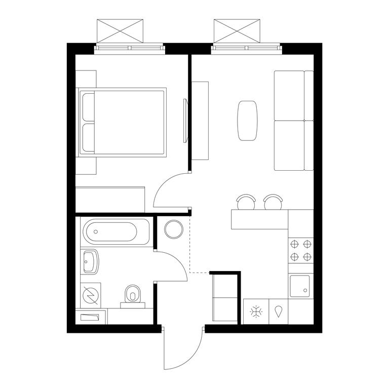 1-BD Apartment Sale, 32.6 sq. m. at Yunino, Mostotresta Street, 10, Scherbinka, Moscow, Russia #1