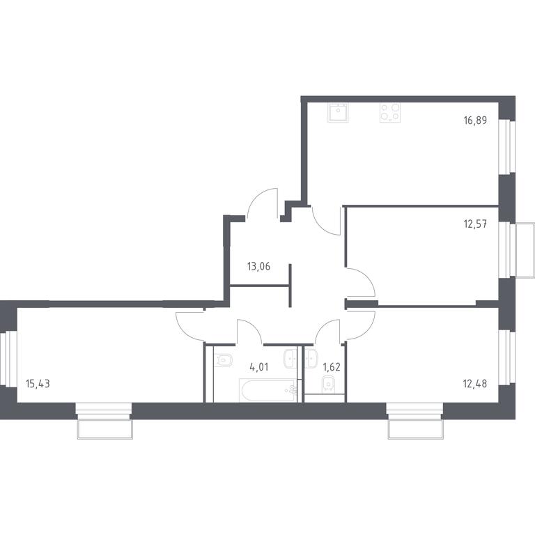 2-BD Apartment Sale, 76.18 sq. m. at Kvartal Strogino, zhiloy kompleks Kvartal Strogino, Krasnogorsk, Moscow Region, Russia #1