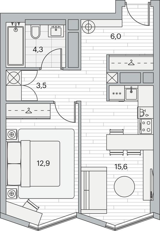 1-BD Apartment Sale, 42.6平方米 at Beregovoy, Beregovoy Drive, 2, Moscow, Russia #1 1-BD Apartment Sale, 42.6平方米 at Beregovoy, Beregovoy Drive, 2, Moscow, Russia #1