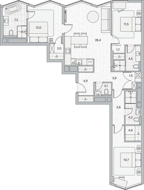 3-BD Apartment Sale, 101.6平方米 at Beregovoy, Beregovoy Drive, 2, Moscow, Russia #1