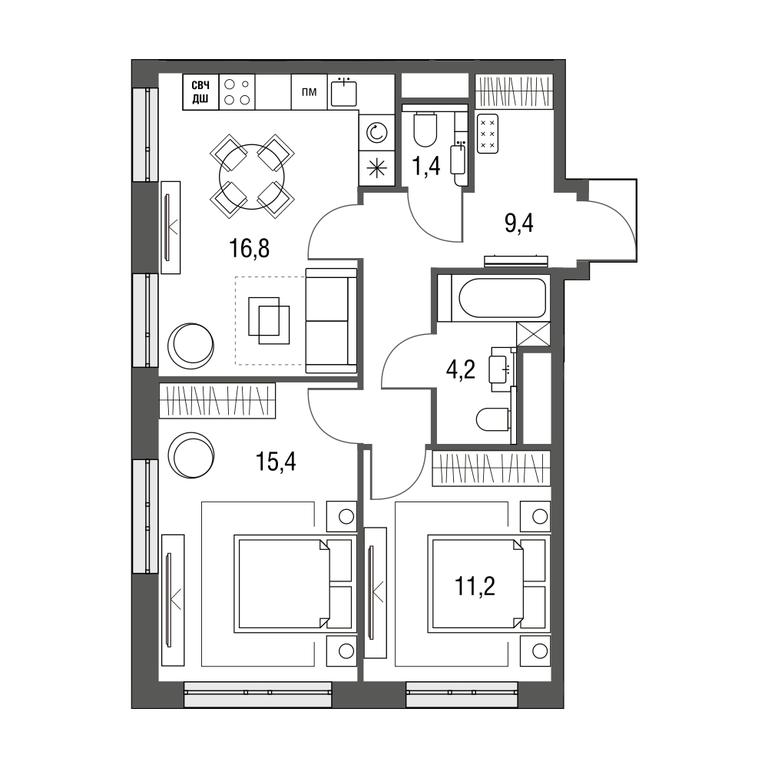 3-BD Apartment Sale, 58.3 sq. m. at Sirenevyi Park, Otkrytoye Highway, 20с1, Moscow, Russia #1 3-BD Apartment Sale, 58.3 sq. m. at Sirenevyi Park, Otkrytoye Highway, 20с1, Moscow, Russia #1