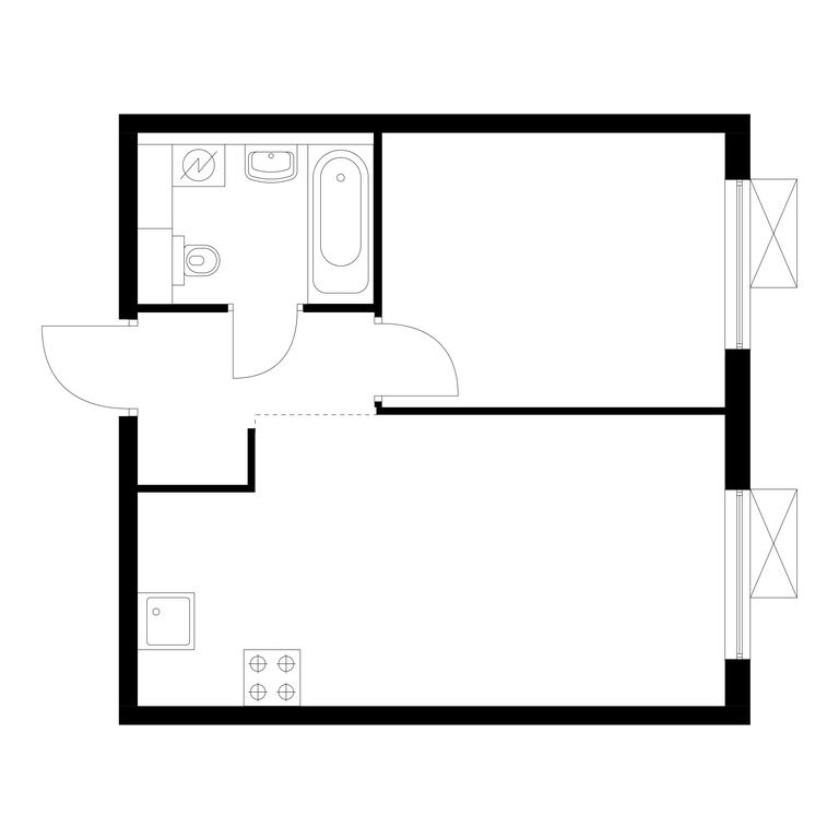 1-BD Apartment Sale, 36.2 sq. m. at Ilinskie Luga, Zapovednaya Street, 1, posyolok Ilyinskoye-Usovo, Krasnogorsk City District, Moscow Region, Russia #1