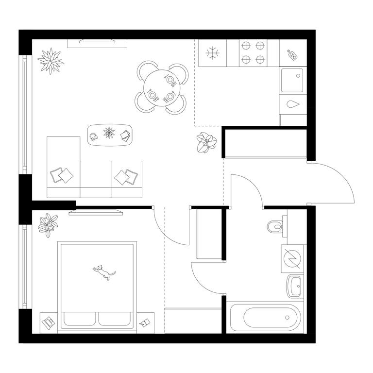 1-BD Apartment Sale, 39.6 sq. m. at Kutuzovskiy Kvartal, Ivana Franko Street, 20к1, Moscow, Russia #1