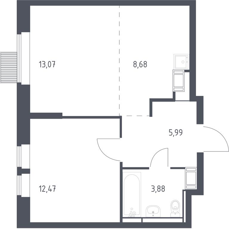 Apartment Sale, 44.09 sq. m. at Bolshoe Putilkovo, Prostornaya ulitsa, 1, Putilkovo Village, Krasnogorsk City District, Moscow Region, Russia #1