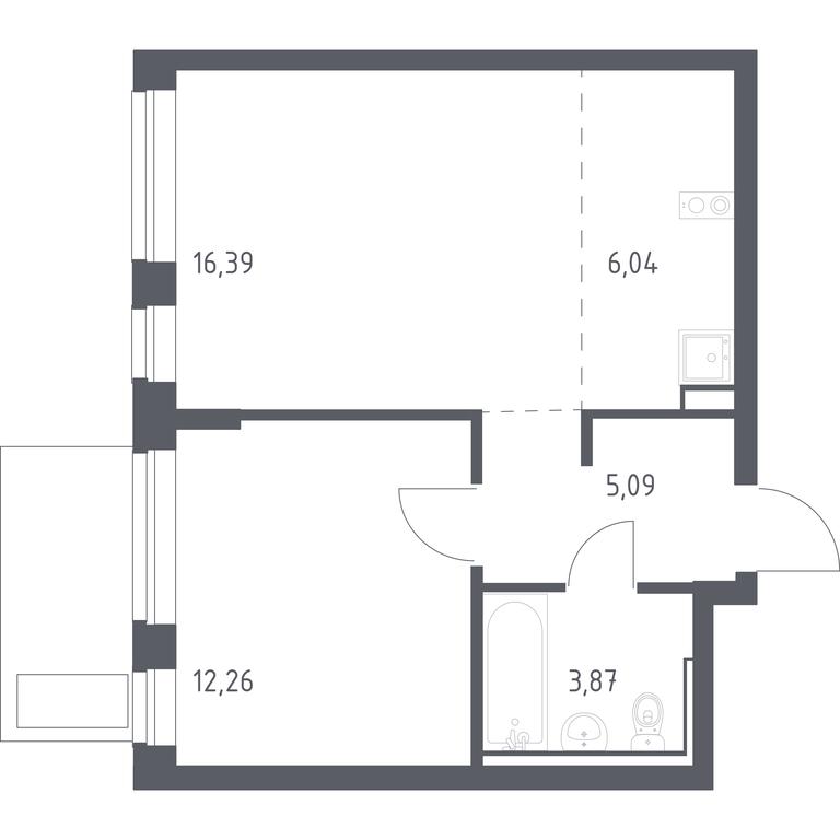 Apartment Sale, 43.65平方米 at Egorovo Park, 1-y kvartal, posyolok Zhilino-1, Lubertsy City District, Moscow Region, Russia #1
