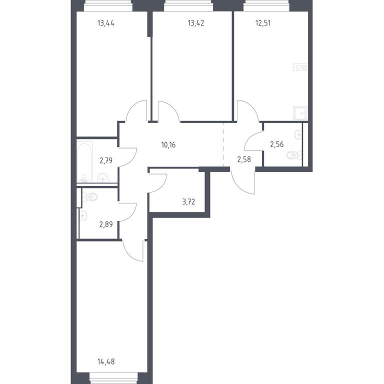 Продажа 2-комн. квартиры, 78,55 м² в ЖК «Егорово Парк», 1-й квартал, посёлок Жилино-1, городской округ Люберцы, Московская область, Россия #1