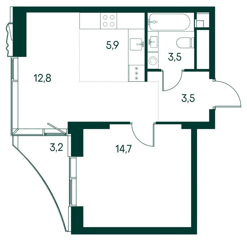 1-BD Apartment Sale, 41.8平方米 at Primavera, Volokolamskoye Highway, вл67, Moscow, Russia #1