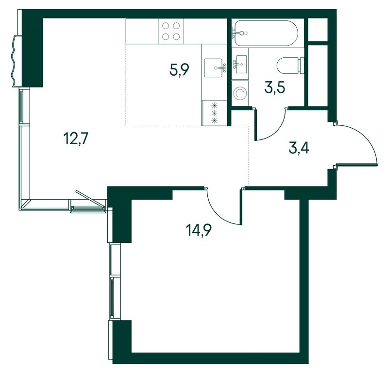 1-BD Apartment Sale, 41 sq. m. at Primavera, Volokolamskoye Highway, вл67, Moscow, Russia #1