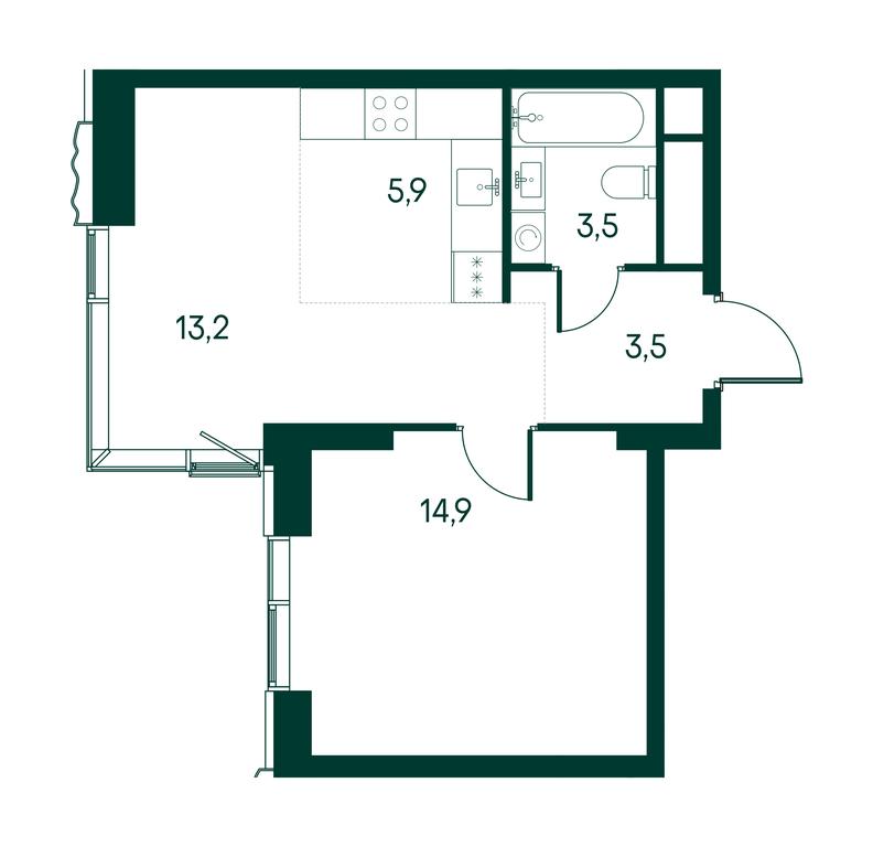 1-BD Apartment Sale, 41 sq. m. at Primavera, Volokolamskoye Highway, вл67, Moscow, Russia #2