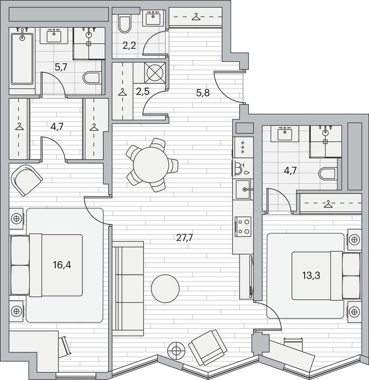 2-BD Apartment Sale, 83.5平方米 at Beregovoy, Beregovoy Drive, 2, Moscow, Russia #1 2-BD Apartment Sale, 83.5平方米 at Beregovoy, Beregovoy Drive, 2, Moscow, Russia #1