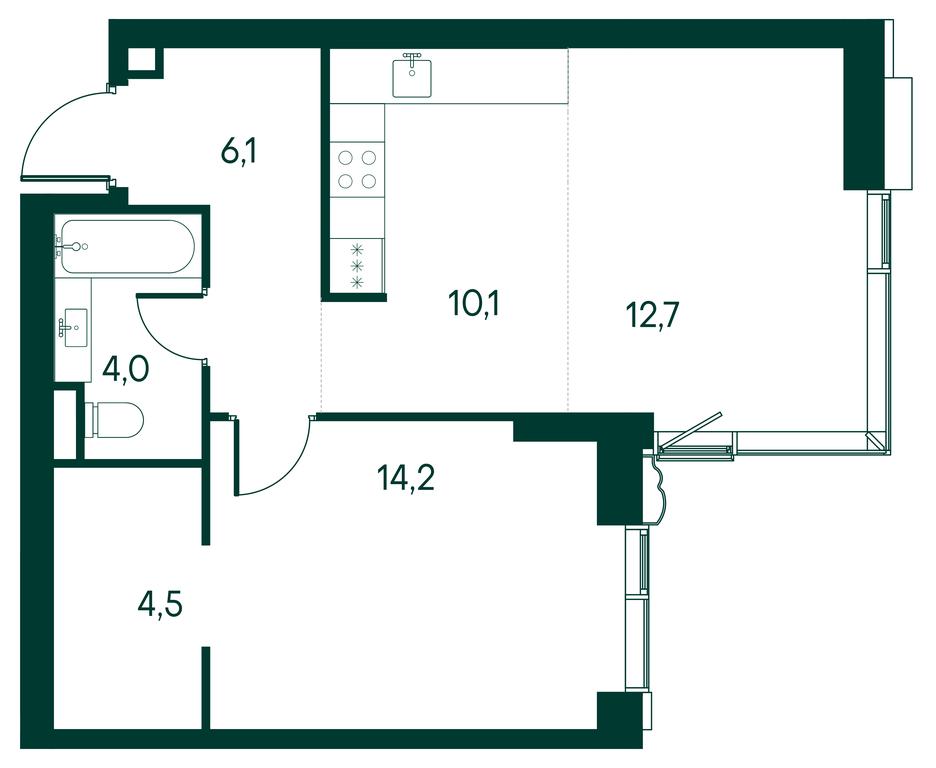 1-BD Apartment Sale, 52.1平方米 at Primavera, Volokolamskoye Highway, вл67, Moscow, Russia #1
