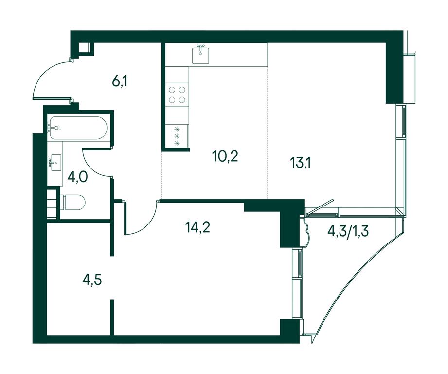 1-BD Apartment Sale, 53.4平方米 at Primavera, Volokolamskoye Highway, вл67, Moscow, Russia #2