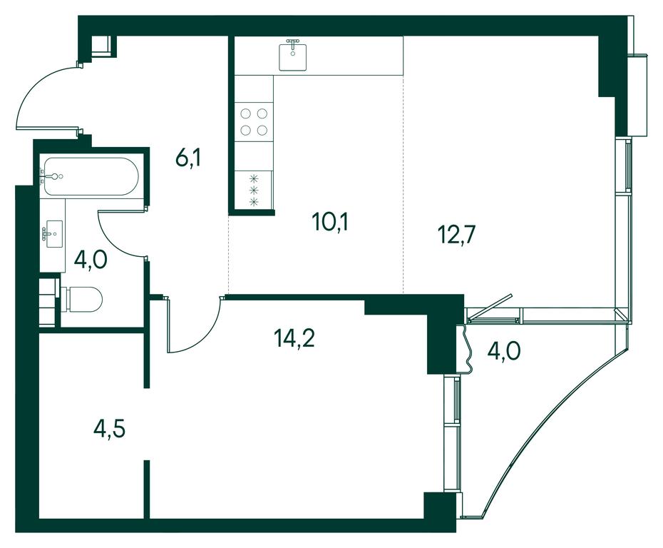 1-BD Apartment Sale, 53.4平方米 at Primavera, Volokolamskoye Highway, вл67, Moscow, Russia #1