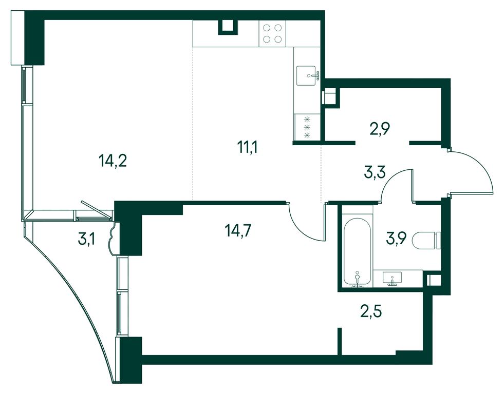1-BD Apartment Sale, 54.8 sq. m. at Primavera, Volokolamskoye Highway, вл67, Moscow, Russia #1