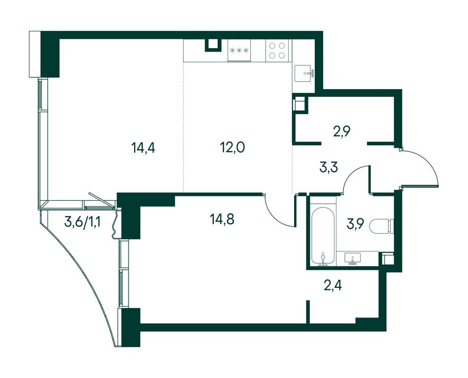 1-BD Apartment Sale, 54.8 sq. m. at Primavera, Volokolamskoye Highway, вл67, Moscow, Russia #2