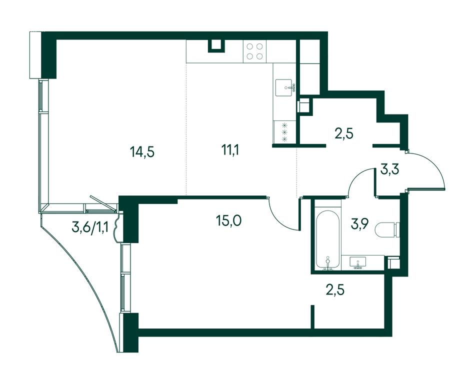 1-BD Apartment Sale, 53.9 sq. m. at Primavera, Volokolamskoye Highway, вл67, Moscow, Russia #2