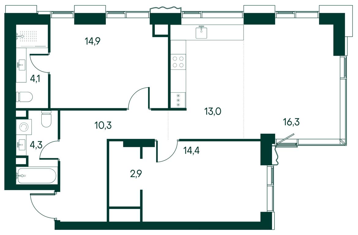 2-BD Apartment Sale, 81.1平方米 at Primavera, Volokolamskoye Highway, вл67, Moscow, Russia #1