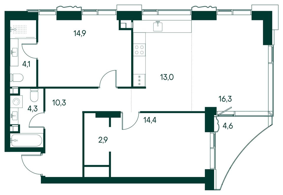 2-BD Apartment Sale, 82.6 sq. m. at Primavera, Volokolamskoye Highway, вл67, Moscow, Russia #1
