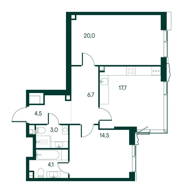 2-BD Apartment Sale, 70.5平方米 at Primavera, Volokolamskoye Highway, вл67, Moscow, Russia #2 2-BD Apartment Sale, 70.5平方米 at Primavera, Volokolamskoye Highway, вл67, Moscow, Russia #2
