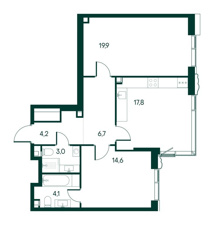 2-BD Apartment Sale, 70.3平方米 at Primavera, Volokolamskoye Highway, вл67, Moscow, Russia #2 2-BD Apartment Sale, 70.3平方米 at Primavera, Volokolamskoye Highway, вл67, Moscow, Russia #2