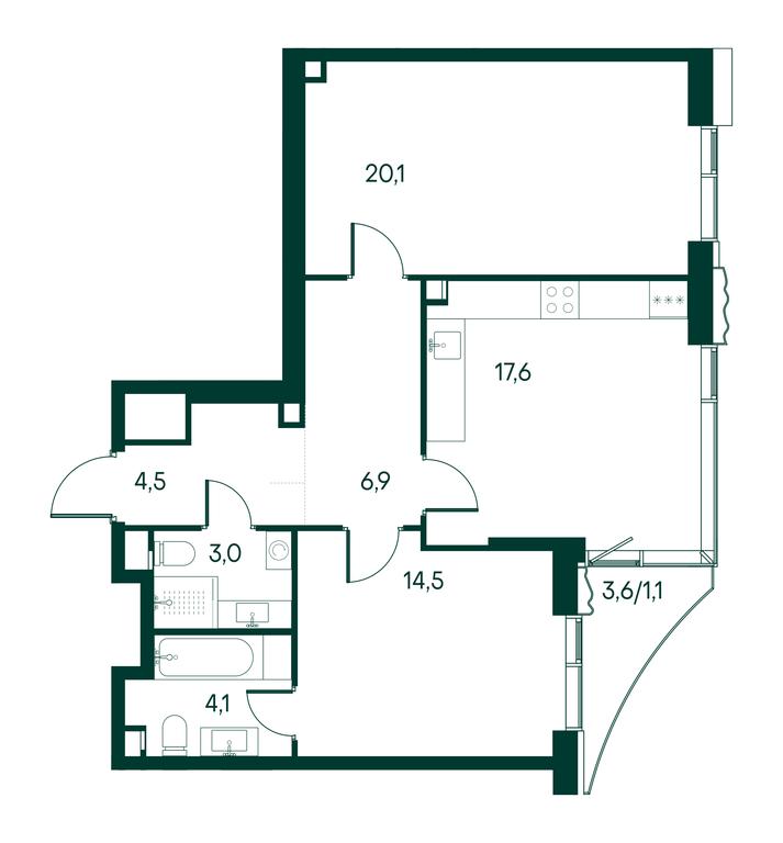 2-BD Apartment Sale, 71.8 sq. m. at Primavera, Volokolamskoye Highway, вл67, Moscow, Russia #2