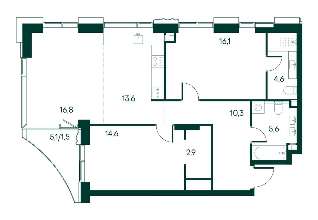 2-BD Apartment Sale, 86平方米 at Primavera, Volokolamskoye Highway, вл67, Moscow, Russia #2 2-BD Apartment Sale, 86平方米 at Primavera, Volokolamskoye Highway, вл67, Moscow, Russia #2