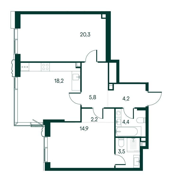 2-BD Apartment Sale, 73.5平方米 at Primavera, Volokolamskoye Highway, вл67, Moscow, Russia #2 2-BD Apartment Sale, 73.5平方米 at Primavera, Volokolamskoye Highway, вл67, Moscow, Russia #2